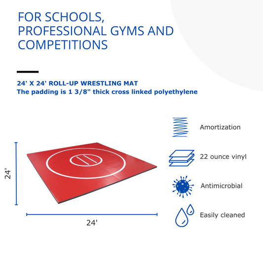 24' x 24' x 1 3/8" ROLL-UP WRESTLING MAT