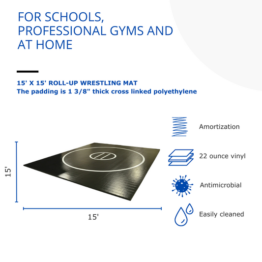 15' x 15' x 1 3/8" ROLL-UP WRESTLING MAT