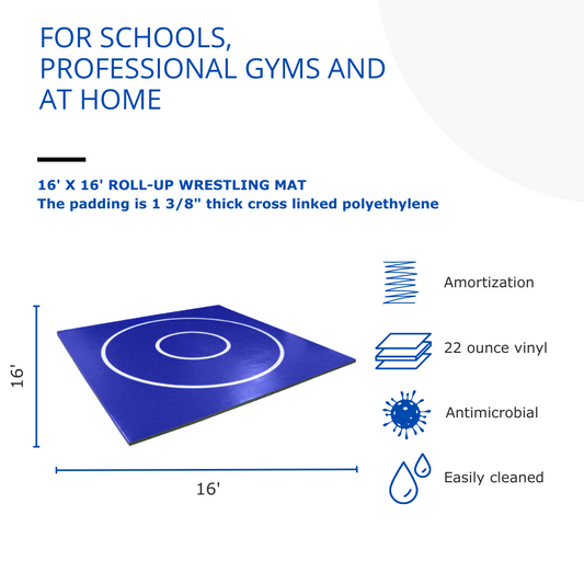 16' x 16' x 1 3/8" ROLL-UP WRESTLING MAT