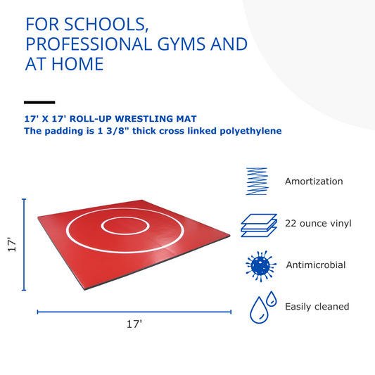 17' x 17' x 1 3/8" ROLL-UP WRESTLING MAT